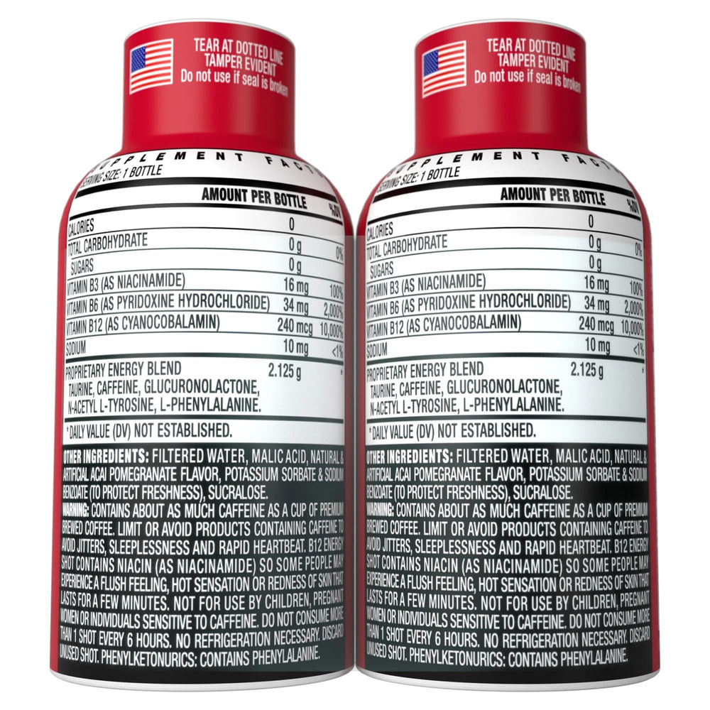 Label showing B12 cyanocobalamin and niacinamide information