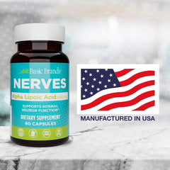 Supplement facts panel for Basic Brands Nerves Alpha Lipoic Acid 200 mg
