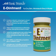 Basic Organics Vitamin E Ointment applying on skin shows gentle moisturizing use.