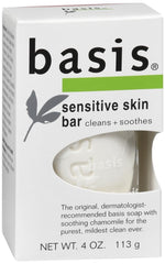 Basis Sensitive Skin Cleansing Bar foam detail shows a soft wash.
