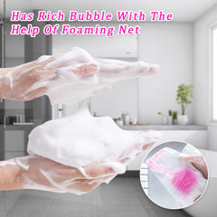 BASSI yoni soap bar foaming net showcases rich lather for refreshing shower