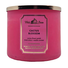 Side angle of White Barn 3-Wick Candle in Cactus Blossom, 14.5 oz