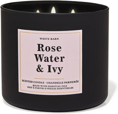 Bath & Body Works White Barn 3-Wick Candle with Essential Oils - Rose Water & Ivy 14.5 oz