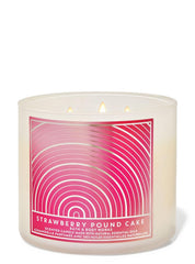 Strawberry Pound Cake White Barn 3-Wick Candle, 14.5 oz with essential oils