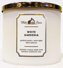 Front view of Bath & Body Works White Barn 3-Wick Candle in White Gardenia 14.5 oz