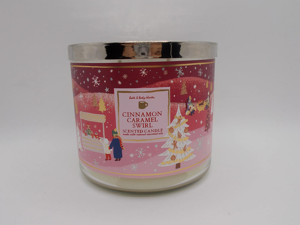 Packaging artwork may vary for Cinnamon Caramel Swirl White Barn 3-Wick Candle