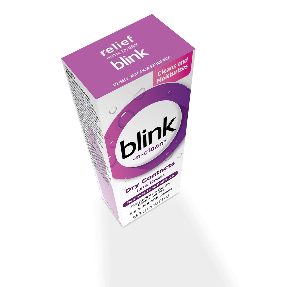 Travel-friendly Blink N Clean lens drops for on-the-go use