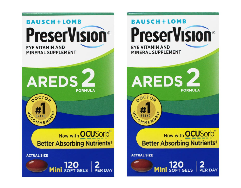 Front view of Bausch + Lomb PreserVision AREDS 2 bottle with OCUSorb