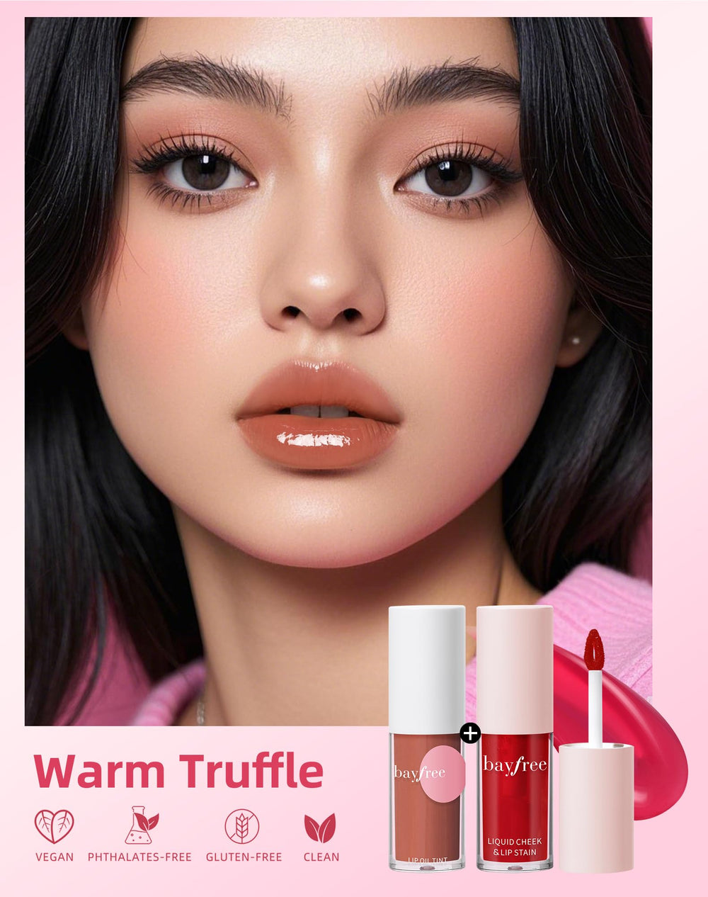 Bayfree Natural buildable cheek tint swatch on skin.