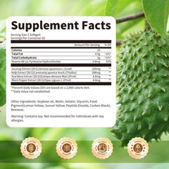Close-up of BBEEAAUU Soursop Graviola Capsules with kelp imagery
