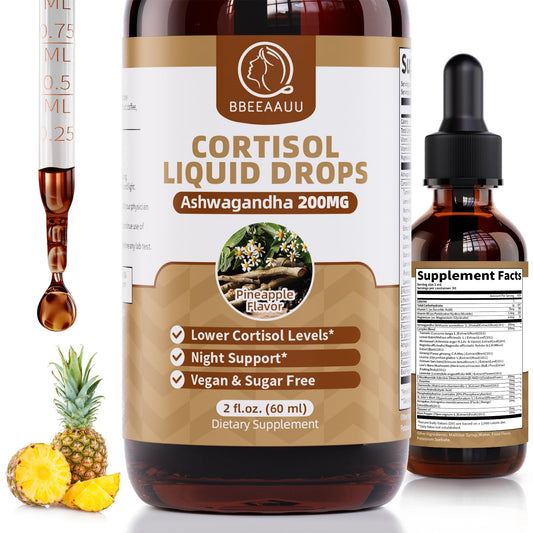 BBEEAAUU 2-pack cortisol drops pineapple flavor bottles