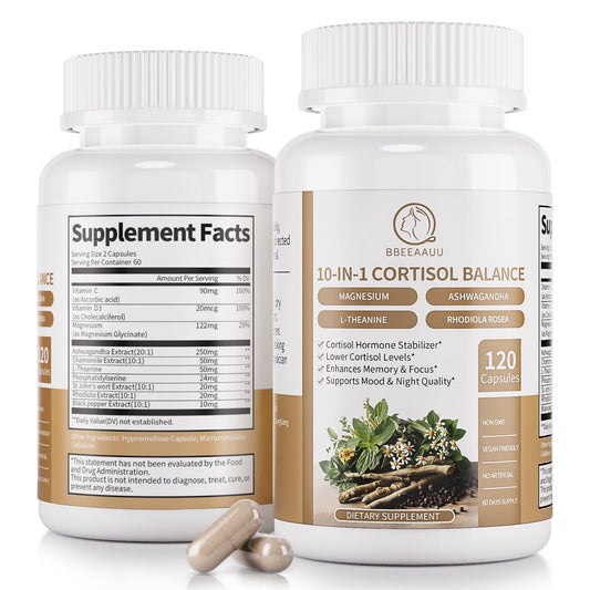 BBEEAAUU cortisol supplement bottle front view