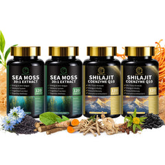 Front view of BBEEAAUU Sea Moss and Shilajit Bundle