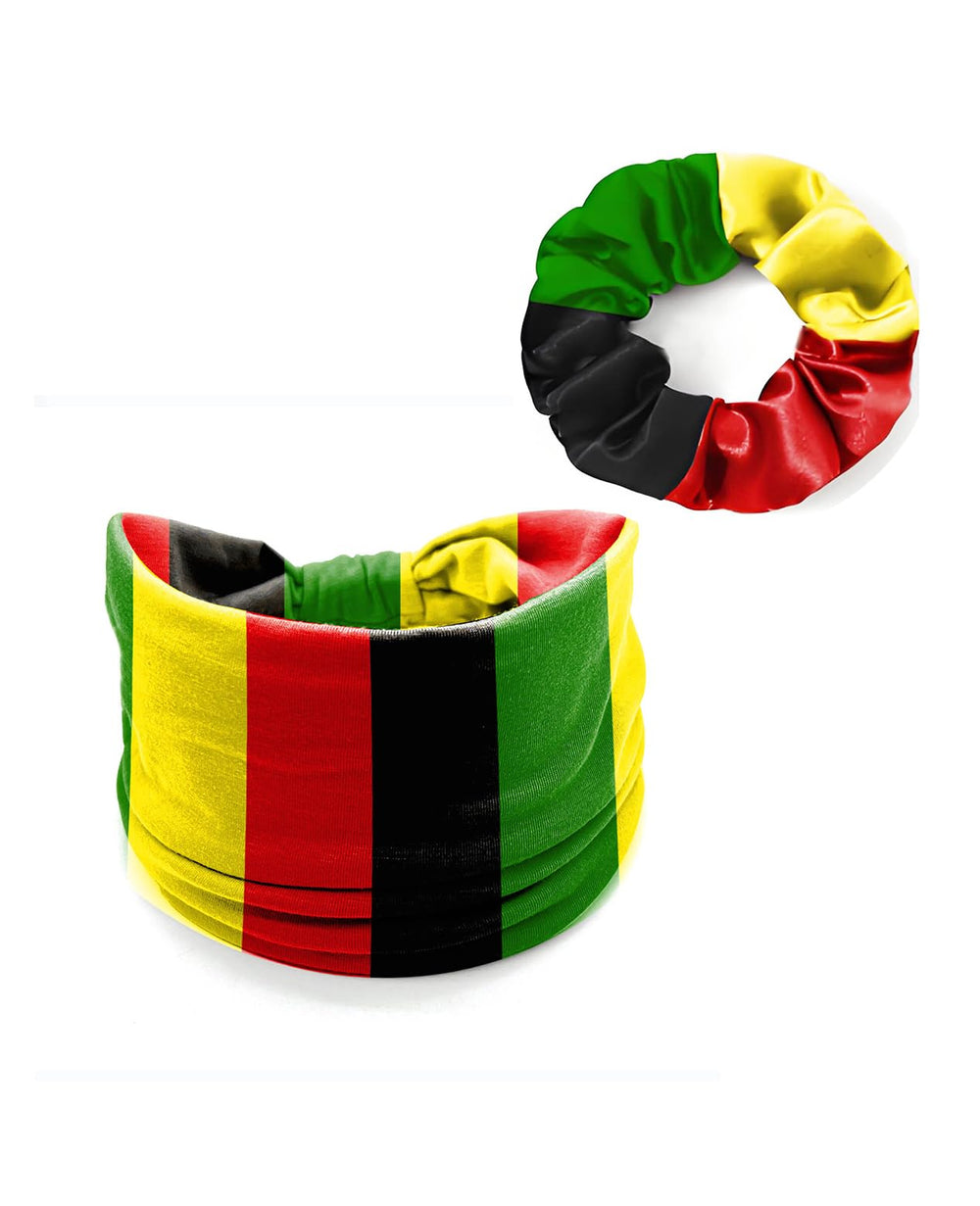 BBTDIN headband worn by model showcases cultural theme and versatile styling.