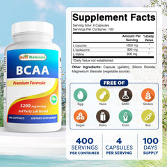 Graphic showing 3200mg BCAA per serving