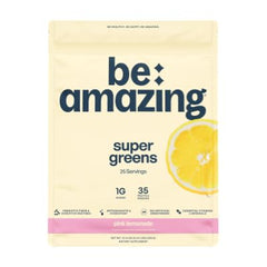 Be Amazing Super Greens Pink Lemonade flavor powder