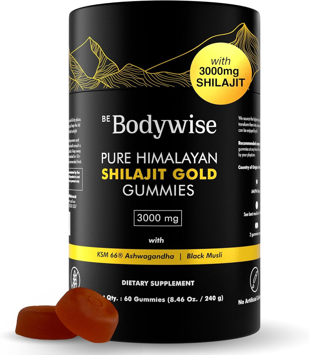Be Bodywise Himalayan Shilajit Gummies Gold bottle and packaging