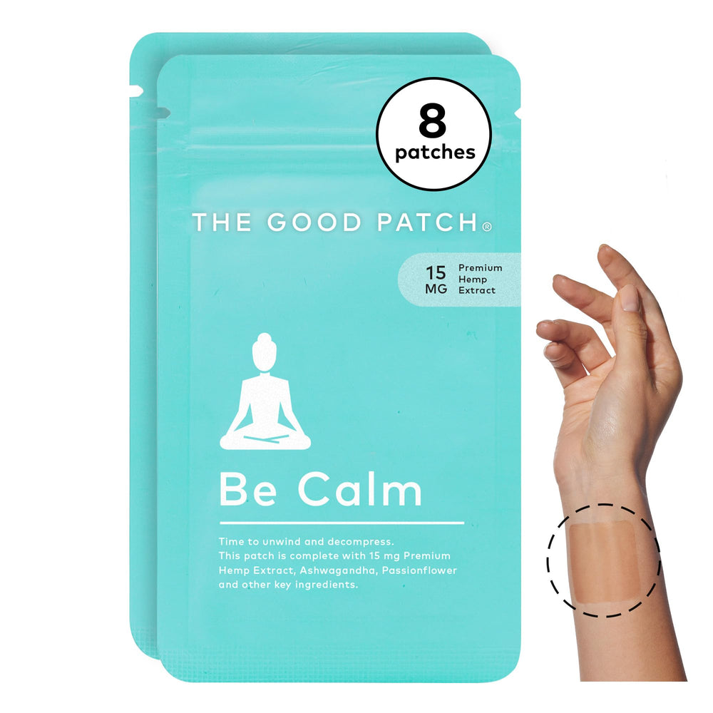 Be Calm Patch packaging with hemp extract and ingredients
