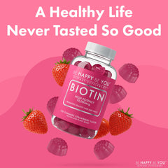 Vegan, Non-GMO, gelatin-free, gluten-free and dairy-free Be Happy Be You Biotin Gummies