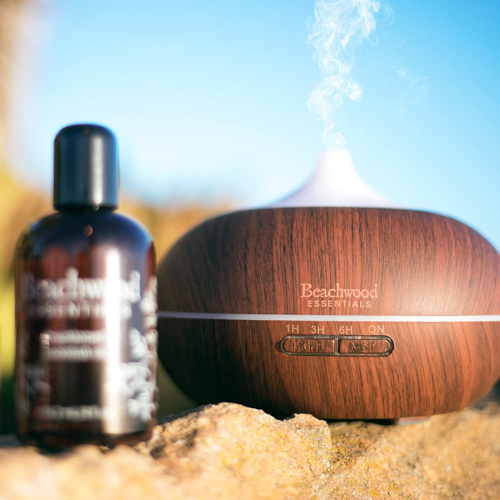 Beachwood Diffuser Bamboo 300mL - side angle with mist