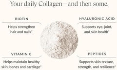 Clear image of Beam Collagen bottle with spoon in yogurt cup.