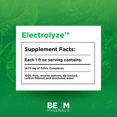 BEAM Minerals Electrolyze packaging with 32 fl oz bottle