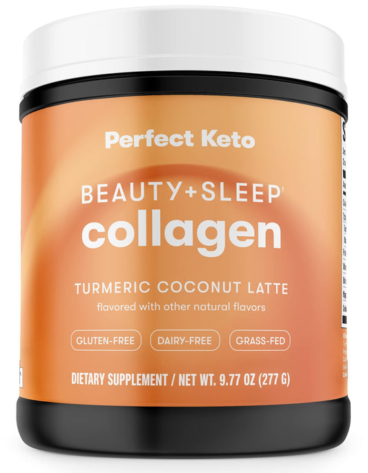 Tub of Perfect Keto Beauty + Sleep Collagen Powder – Turmeric Coconut Latte