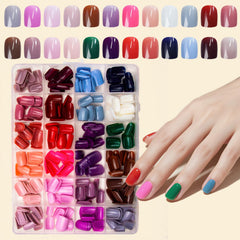 BEAWTH press-on nails 24-pack kit with short square tips for quick manicures