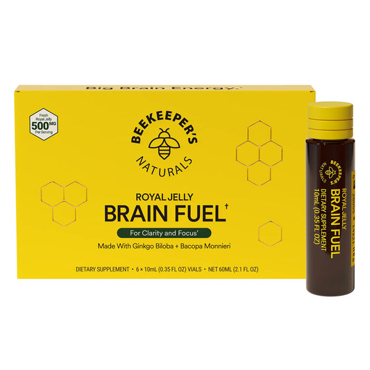 Bottle of B.LXR Brain Fuel from Beekeepers Naturals front view