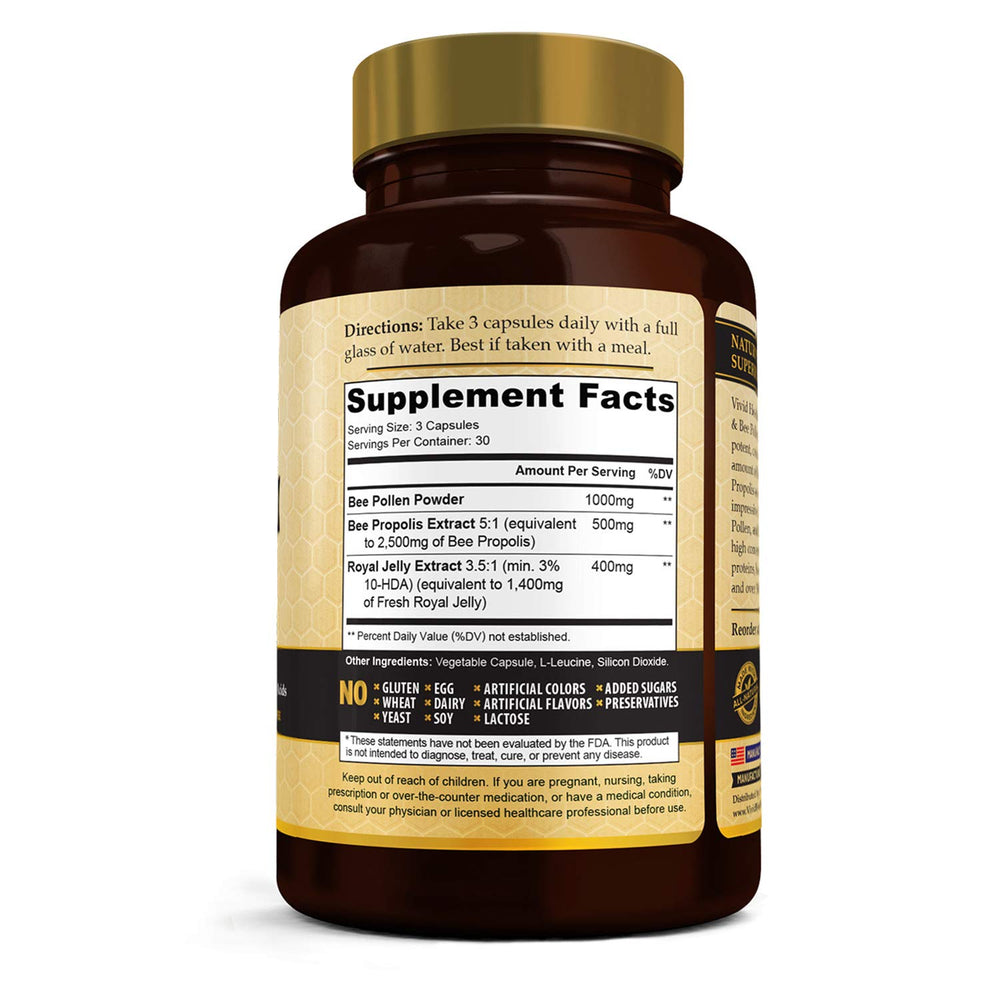 Ingredients: royal jelly, bee pollen, propolis