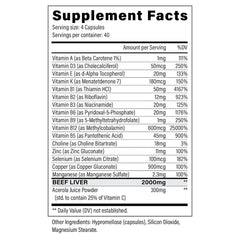 Close-up of grass-fed beef liver capsules