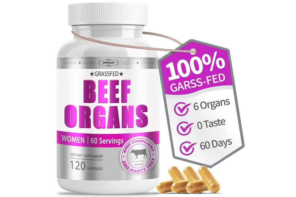 Beef organ supplement for women bottle and capsules