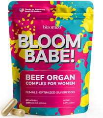 Bloom Babe Beef Organ Supplement for Women bottle label