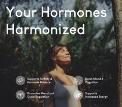 Graphic illustrating cycle harmony and mood support from organ nourishment.