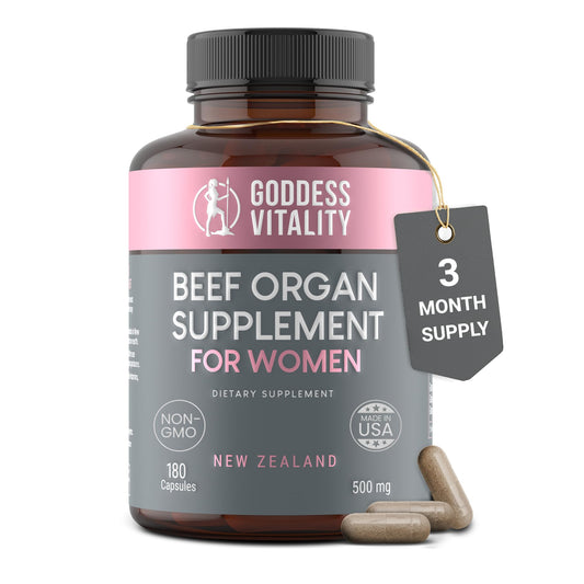 Product image showing beef organ blend for women including ovary, uterus, and fallopian tubes.