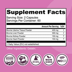 Close-up of beef organ supplement capsules