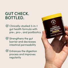 Beekeeper's Naturals Complete Gut Health bottle pour, convenient daily intake