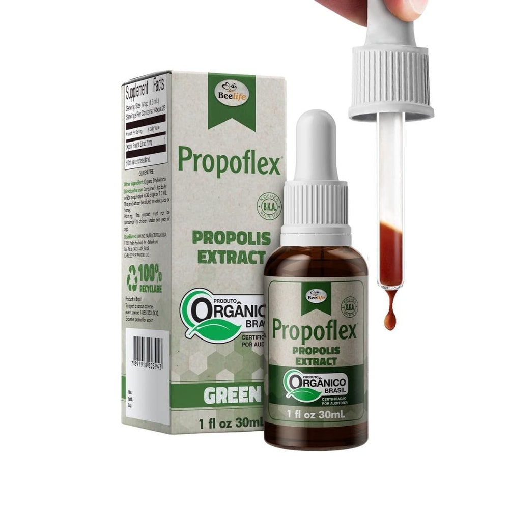 Beelife Propoflex Organic Green Propolis Extract bottle close-up
