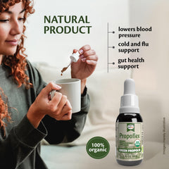 Organic Green Propolis Extract bottle with dropper