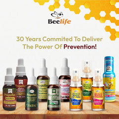 Ingredient visuals showing Beelife Propoflex Organic Green Propolis Extract