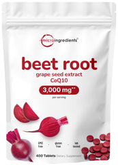 Beet Root 3,000mg with Grape Seed Extract & CoQ10 bottle label