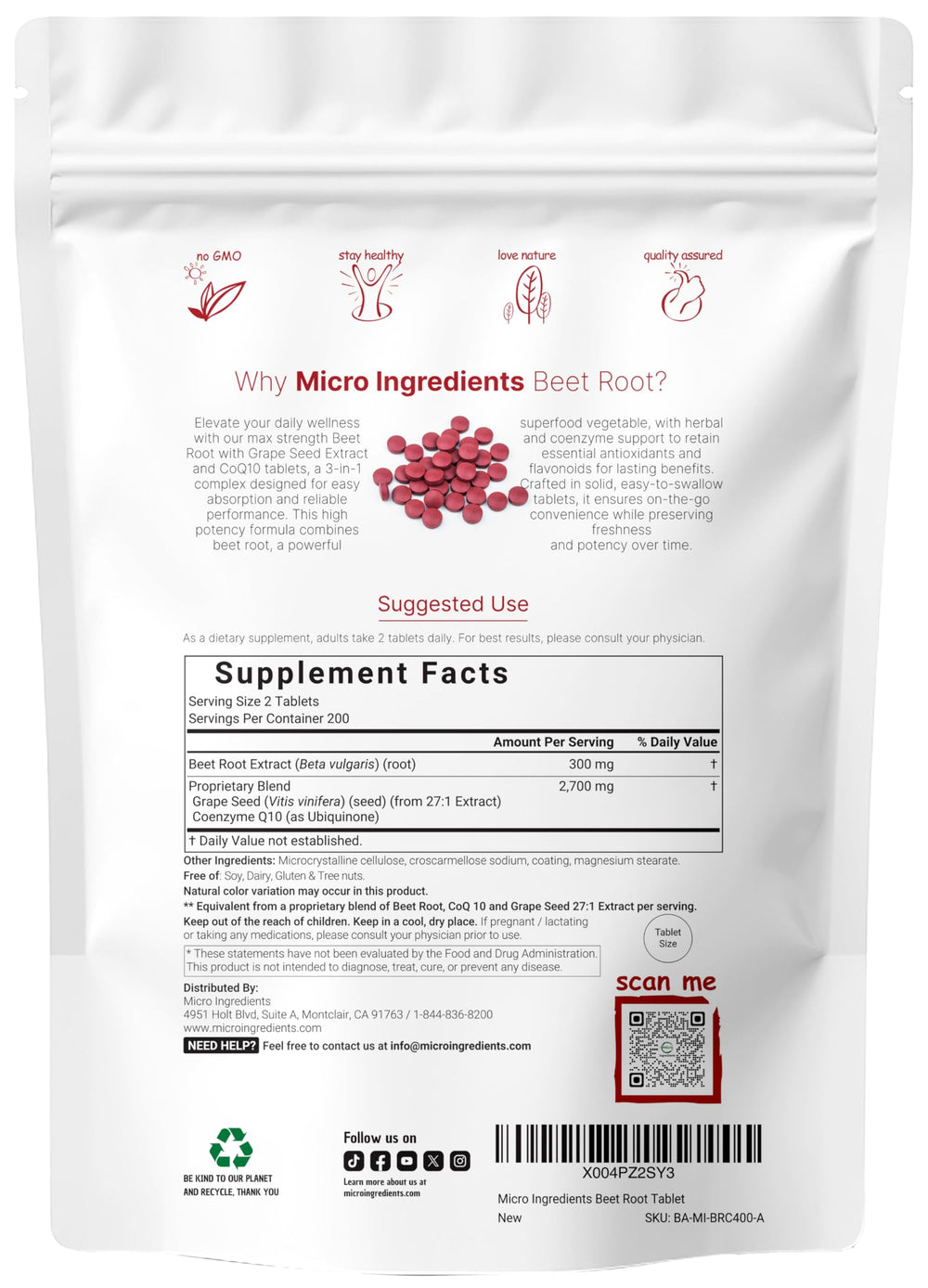 Front view of Beet Root supplement bottle highlighting 3-in-1 formula