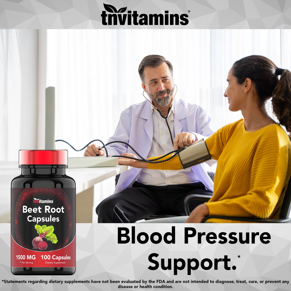 Bottle and capsules display for TNVitamins Beet Root