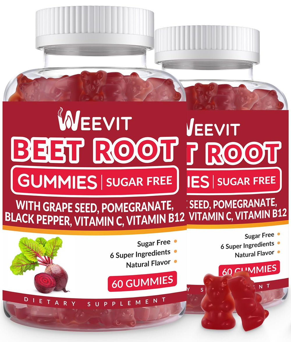 Beet Root Gummies hero image showing bottle and gummies on white background