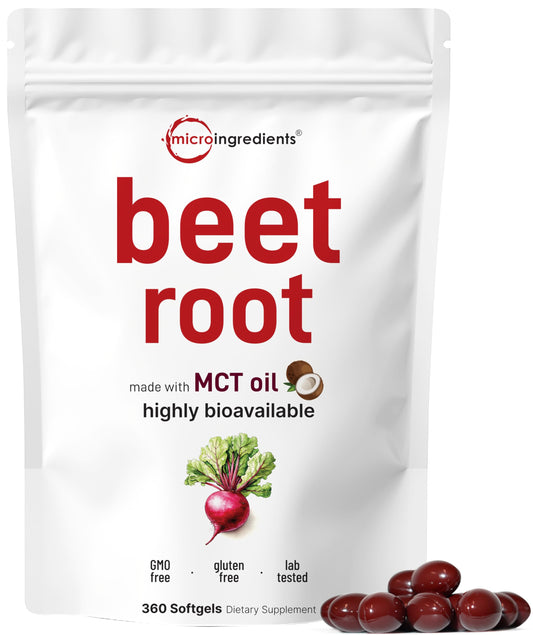 Beet root softgels with MCT oil for enhanced absorption (360-count)