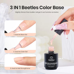 Beetles Base Coat nude swatch illustrating quick, durable at-home nails.