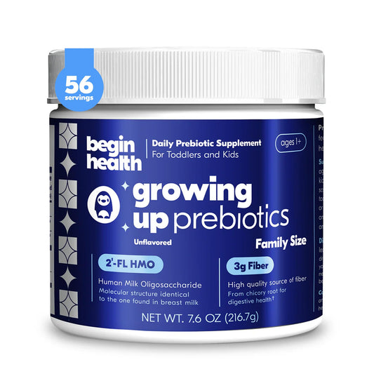 Begin Health Growing Up Prebiotics for Kids 56-Pack packaging