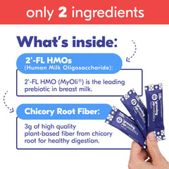 Prebiotic powder image with 2'-FL HMO label
