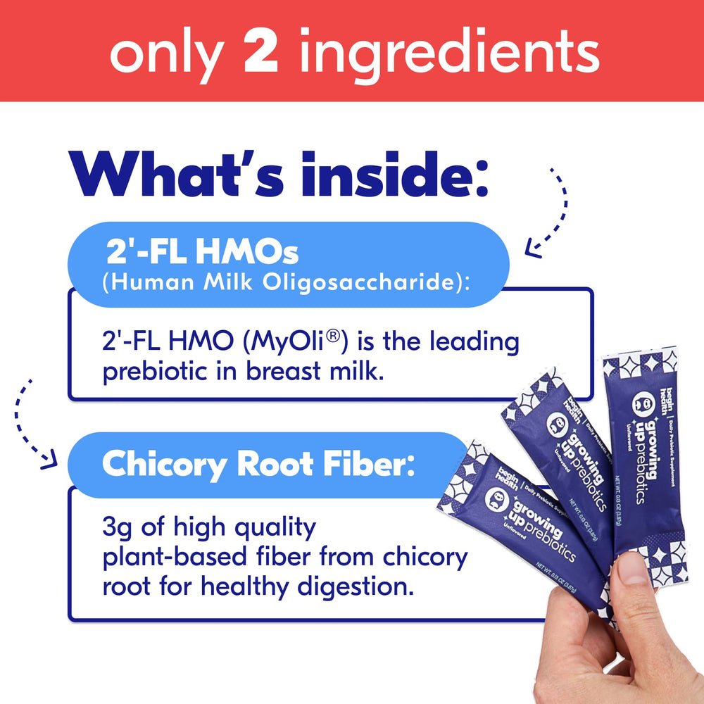 Begin Health Growing Up prebiotics stirred into yogurt for smooth texture.