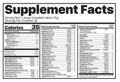 Believe Supplements Superfoods+Greens Orange Vanilla powder with scoop